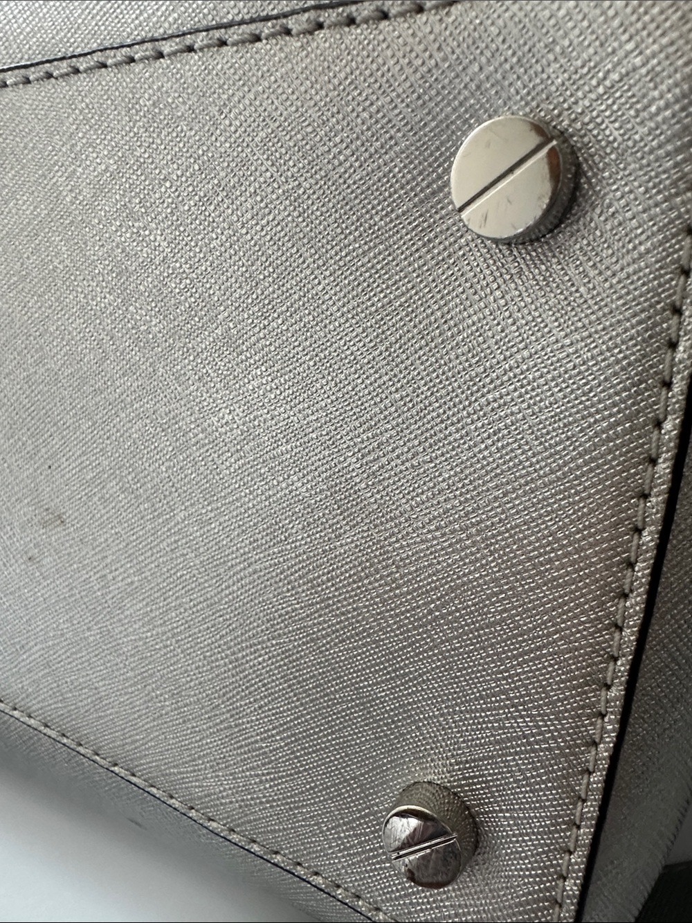 Michael Kors Metallic Silver Saffiano Satchel with Shoulder Strap - Picture 6 of 6
